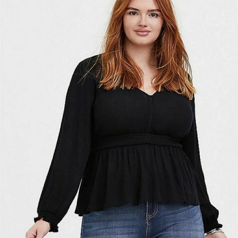 Black peplum Torrid blouse